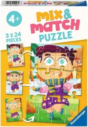 Ravensburger puzzle Mix & Match: kolorowe sukienki 3×24 elementy