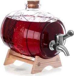 Szklany dyspenser do napojów z kranikiem i stojakiem 1 l