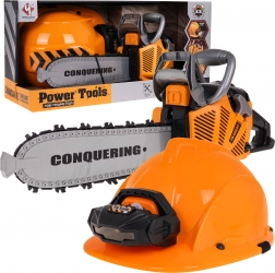 Elektryczna piła łańcuchowa z kaskiem