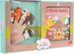 Zestaw 5 gumowych pacynek na palce z książeczką Farma, wodoodporne, 3+