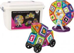 Magnetyczne klocki konstrukcyjne w walizce 118 szt. – koło młyńskie i budowle