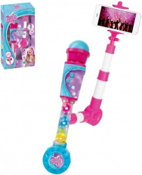 Mikrofon na baterie z efektami świetlnymi i kijem do selfie