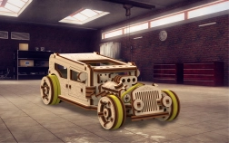 drewniane puzzle 3D WOODEN CITY hot rod – model mechaniczny 141 części