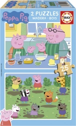 Drewniane puzzle ŚWINKA PEPPA 2×25 elementów