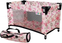 Łóżeczko dla lalek Alice różowe w kwiaty