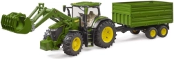 Bruder traktor John Deere 7R 350 z ładowaczem czołowym i tandemową przyczepą wywrotką