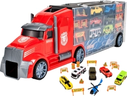 Ciężarówka z autkami i helikopterem