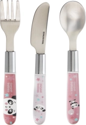 Metalowy dziecięcy sztućiec EXOTIC ANIMALS, 3 szt., różowy
