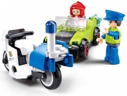 Sluban Metropolis Przebrany bandyta w samochodzie i policjant na motocyklu