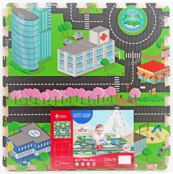 Miękkie piankowe puzzle miasto na podłogę 118 × 118 cm