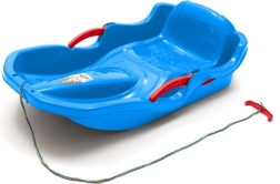 Plastowe sanki z oparciem i hamulcami Baby Mix Speed Bob niebieskie