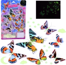 Fluorescencyjne naklejki motyle i świecące gwiazdy na ścianę