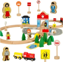 Drewniana kolejka z dworcem 50 elementów