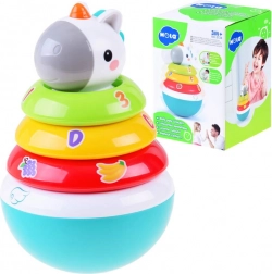 Kolorowa zabawka do układania z grzechotką i jednorożcem