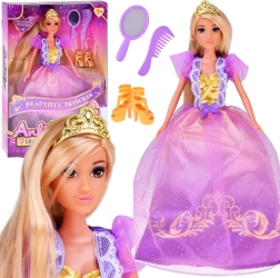 Lalka księżniczka z długimi włosami w balowej sukni z dodatkami