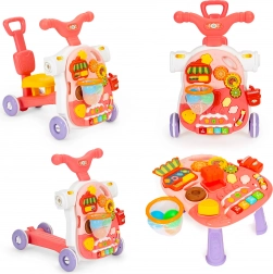 Jeździk, hulajnoga, interaktywny stolik edukacyjny 4w1 dla dzieci czerwony