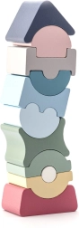 Cubika pastelowa wieża balansująca – drewniana układanka 11 elementów
