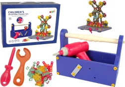 Konstrukcyjny zestaw w walizce z wkrętarką akumulatorową dla małych majsterkowiczów