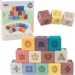 Miękkie sensoryczne edukacyjne kostki, kolorowe, 12 szt.