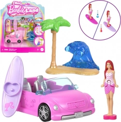 Mattel Mini Barbie Land kabriolet z minilalką Barbie i zmieniającymi kolorami