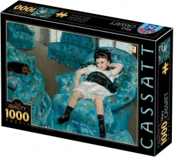 Puzzle Mała dziewczynka w niebieskim fotelu 1000 elementów D-Toys