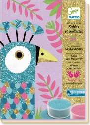 DJECO Obrazki z piasku i brokatu: Olśniewające ptaki