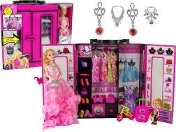 Lalka z szafą i akcesoriami