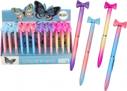 długopis kulkowy z kokardką, kolorowy, niebieski tusz 0,7 mm