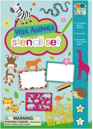 Szablony dzikie zwierzęta z zestawem kredek
