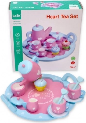 Drewniany zestaw do herbaty z serduszkami