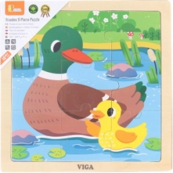 VIGA drewniane puzzle kaczuszki – 9 elementów
