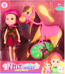 Lalka jeźdźczyni na koniu 15 cm z akcesoriami