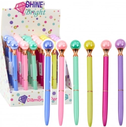 Elegancki długopis kulkowy z perłą i niebieskim atramentem