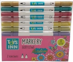 Akrylowe metaliczne markery z podwójną końcówką 12 szt.