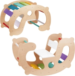 Drewniany tęczowy bujak i most 2w1 Montessori FSC WOOPIE GREEN
