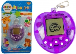 Elektroniczna gra Tamagotchi fioletowa z krótkim łańcuszkiem