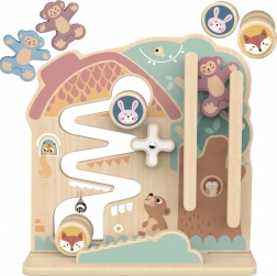 Drewniana tablica aktywności i tor kulkowy 2 w 1 TOOKY TOY