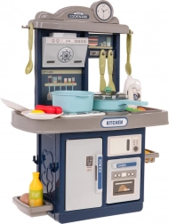 Dziecięca interaktywna kuchnia ze światłami i dźwiękami, 28 elementów – Niebieska