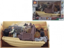 Okręt wojenny z żołnierzem i akcesoriami