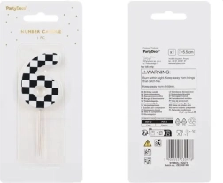 Świeczka urodzinowa w kształcie cyfry 6, szachownica, 5,5 cm