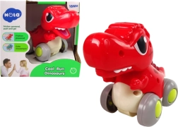Czerwony dinozaur na kółkach T‑Rex – zabawka do ciągnięcia/frikcyjna dla najmłodszych