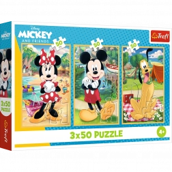 Puzzle 3x50 DISNEY – Myszki na wakacjach