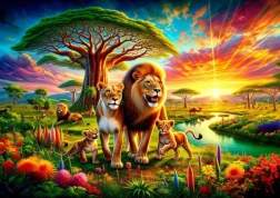 Puzzle z motywem lwiej rodzinki 200 elementów