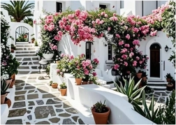 Diamentowe malowanie Kwitnące patio 30 × 40 cm