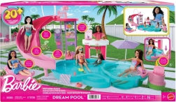 Barbie Basen marzeń – zestaw do zabawy ze zjeżdżalnią, jacuzzi i snack barem