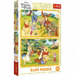Puzzle 2x24 Disney Kubuś Puchatek - Dzień w ogrodzie
