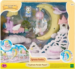 Sylvanian Families parada w chmurach – latająca lokomotywa z księżycową platformą i samolocikiem
