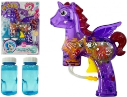 Fioletowy jednorożec pistolet na bańki mydlane