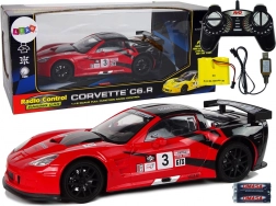 Sportowy wyścigowy RC samochód 1:18 Corvette C6.R czerwony 2.4G z oświetleniem