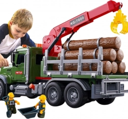 Ciężarówka z Żurawiem do Transportu Drewna z Efektami Światła i Dźwięku
